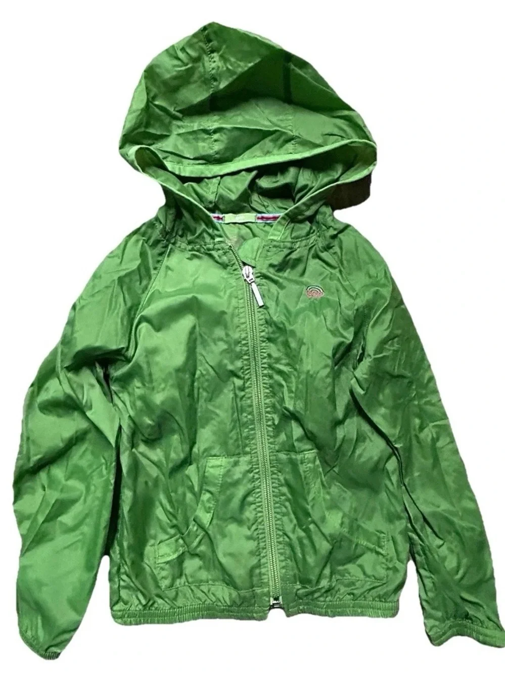 Girl’s Gap Green Rain Jacket Size XS (4/5) Full Zip Pockets